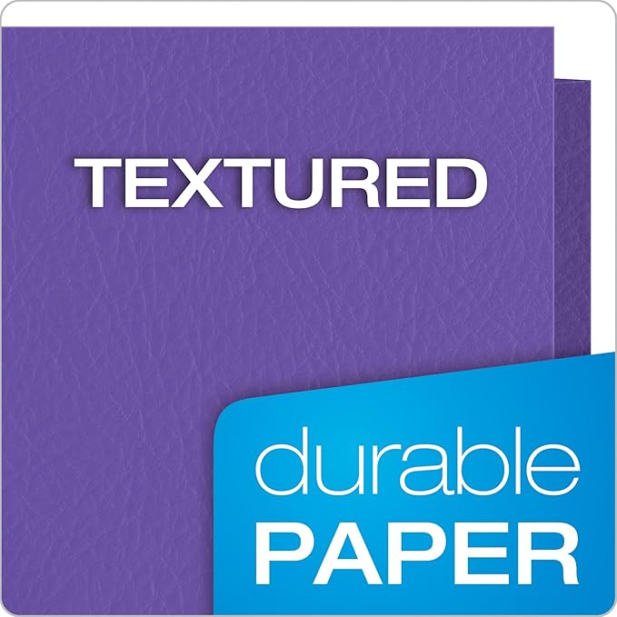 Oxford Two Pocket Folders, Textured Paper, Purple, For School, Home, and Office, Letter Size, 25 Per Box (57514EE)
