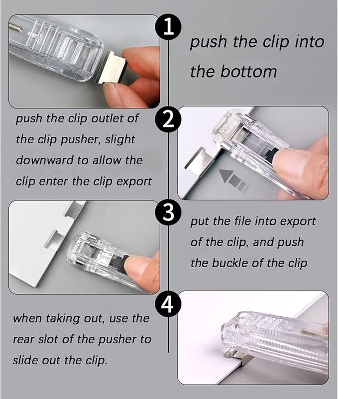 Portable Binder Clip Stapler, Includes 100 Reusable Clips, Handheld Paper Clam Clip Dispenser Large Size, Mini Push Stapler Clamp Staplers for Desktop Document Home School Desk Office(2PCS-B)