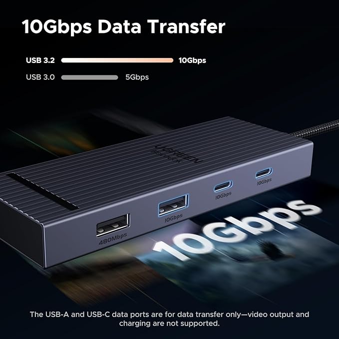 UGREEN Revodok Pro USB C Hub for Laptop 8 in 1 MacBook Docking Station 4K 60Hz HDMI, 100W PD Charging, USB-C & USB-A 10Gbps Data Ports, SD/TF Card Reader for MacBook Pro/Air, iPad Pro, XPS, Thinkpad