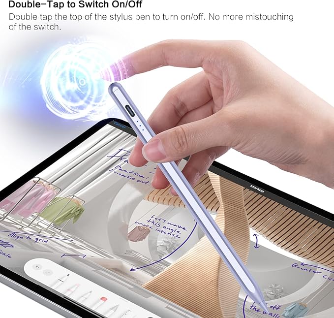 Stylus Pen for iPad 6th-11th Generation, 10 Mins Fast Charge Apple Pencil Compatible with 2018-2025 iPads Pencil, Apple Pen for iPad Pro 11"/12.9"/M4, Air 3/4/5/M2/M3, Mini 5/6 Gen-Purple