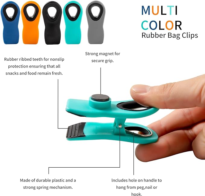 Chip Clips Bread Clips Bag Clips Magnetic Clips Chip Clip Chip Clips Bag Clips Food Clips Clips for Food Packages Chip Bag Clip (10pcs Black)
