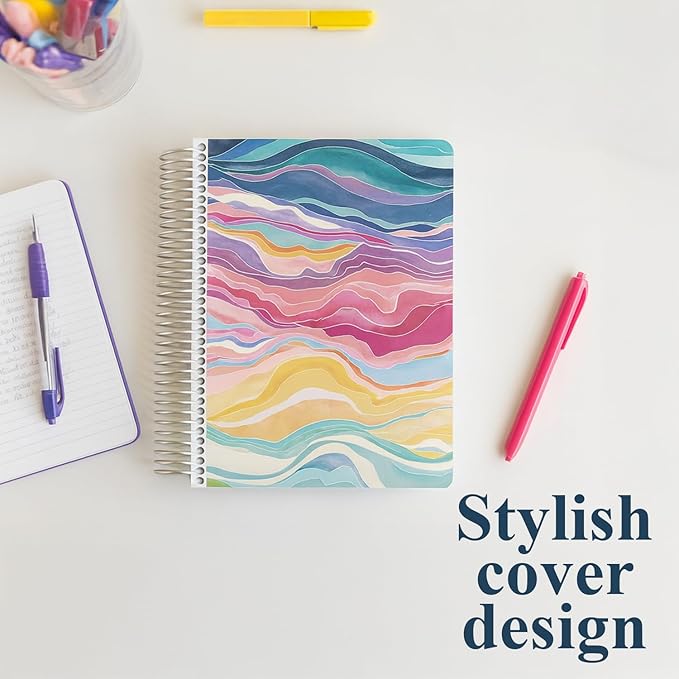 Erin Condren 8.5" X 11" Spiral Bound Productivity Notebook, Layers Colorful, Functional 160 Lined Page and 80Lb Thick Paper Spiral Notebook, Stickers Included