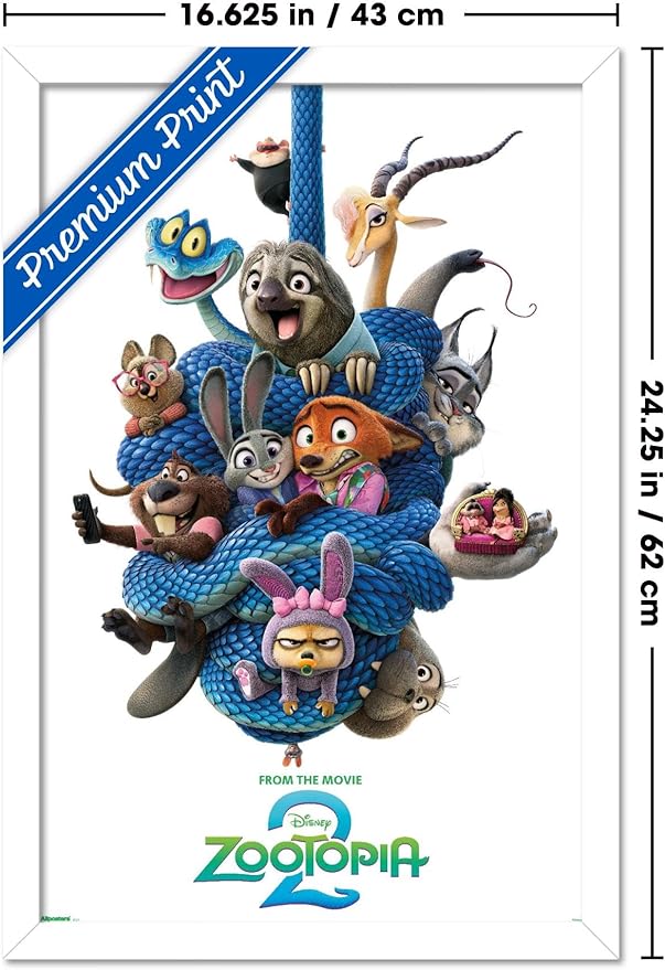 Disney Zootopia 2 (2025) - Group One Sheet Wall Poster, 22.4L" x 14.7W", White Framed Version