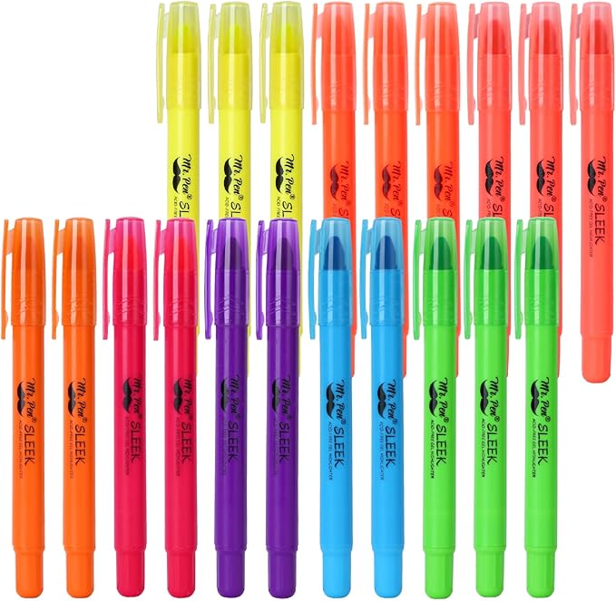 Mr. Pen No Bleed Gel Highlighter, Bible Highlighters, Assorted Colors, Pack of 20, Fluorescent Gel Highlighters