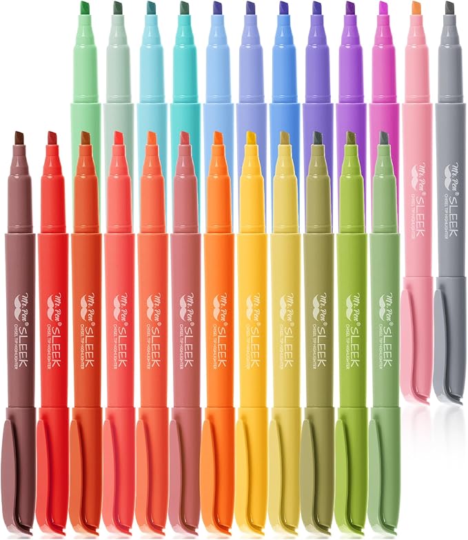 Mr. Pen- Pastel Highlighters, 24 Pack, Chisel Tip, Colorful, Cute Highlighters Assorted Colors, Quick Drying, Smear Resistant