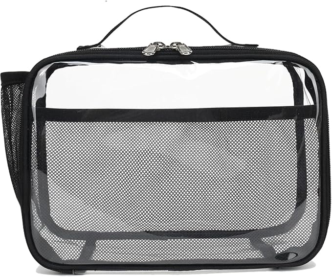 Insulated Lunch Box for School, Thermal Reusable Durable Freezable Lunch Bags for Kids Boys Girls Men Women - Small Soft Cooler Portable Lunch Tote Kit for Work Picnic Travel,Clear Black