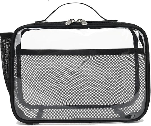 Insulated Lunch Box for School, Thermal Reusable Durable Freezable Lunch Bags for Kids Boys Girls Men Women - Small Soft Cooler Portable Lunch Tote Kit for Work Picnic Travel,Clear Black