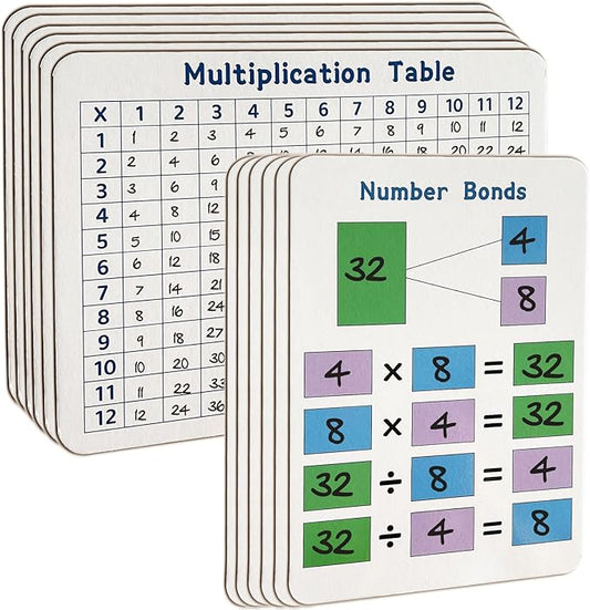 24 Set Multiplication Chart WhiteBoard, 9" x 12" Double Sided Dry Erase Multiplication Flash Cards Times Table Chart Math Manipulatives for Kids Students 1st/2nd/3rd/4th Grade Home Supplies