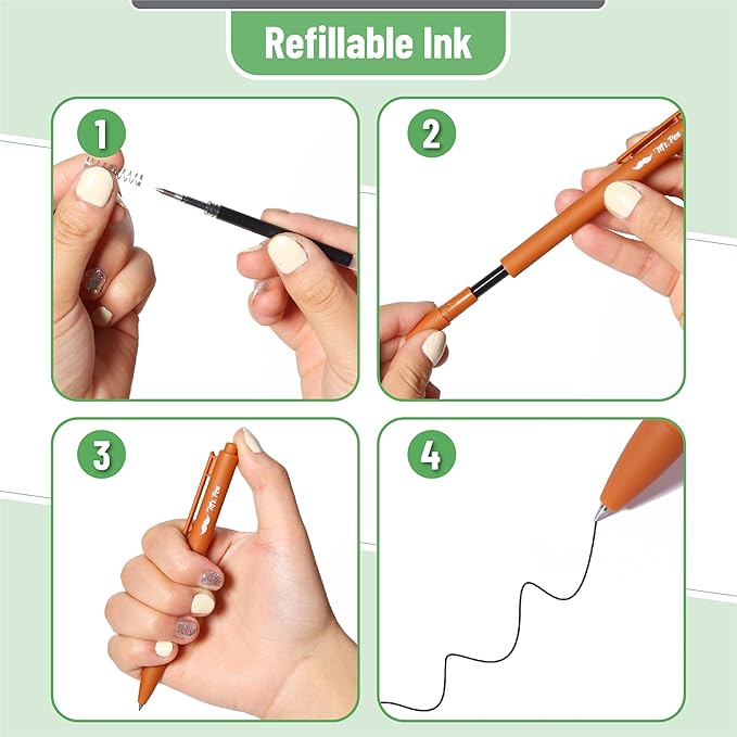 Mr. Pen- Retractable Gel Pens, 12 Pack, Black Ink, Natural Colors Barrels Gel Pens