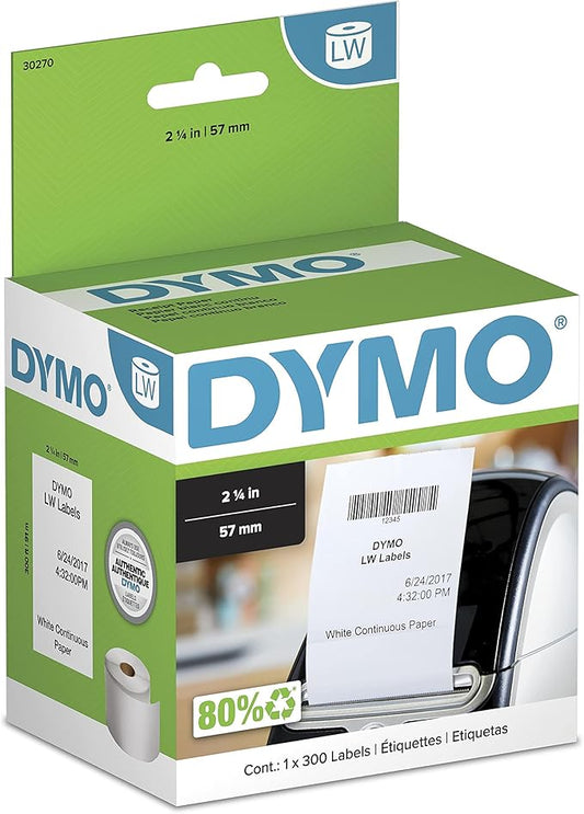 DYMO Authentic LW Continuous Labels, DYMO Labels for LabelWriter Label Printers, 2-1/4" x 300-Feet, 1 Roll
