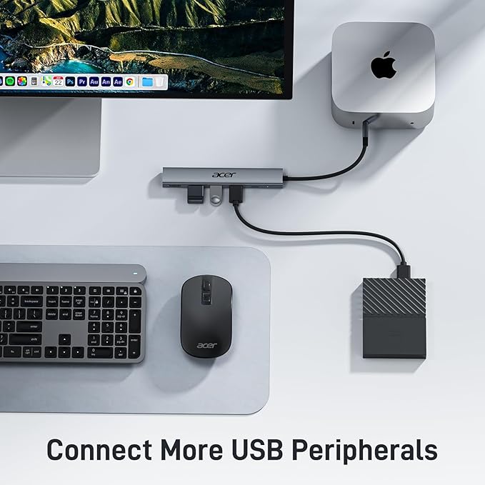 Acer 5 in 1 USB C Hub with 4K HDMI, 100W Power Delivery, 3 USB A Data Ports, USB C to HDMI Multiport Adapter for Laptop, PC, Tablet, MacBook Air, iPad Air, iMac, iPhone 15/16 Pro/Pro Max (2 Pack)