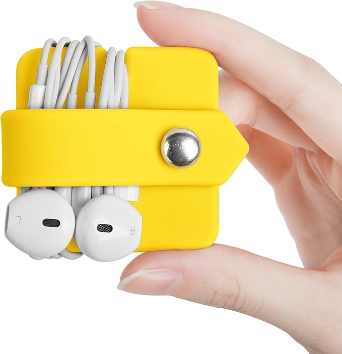 Portable Electronic Device Cover Cord Organizer for Earphones, Yellow