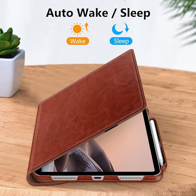 Fintie Rotating Case for iPad (A16) 11th Generation 11 Inch (2025), iPad 10th Generation 10.9 Inch (2022) - [Built-in Pencil Holder] 360 Degree Rotating Protective Stand Cover, Brown