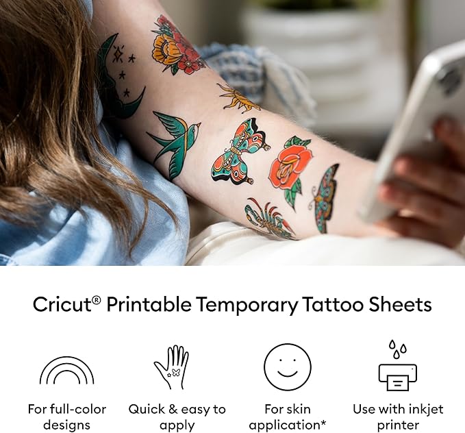 Cricut® Printable Temporary Tattoo Paper for Inkjet Printers - 8.5 in x 11 in (8 ct)