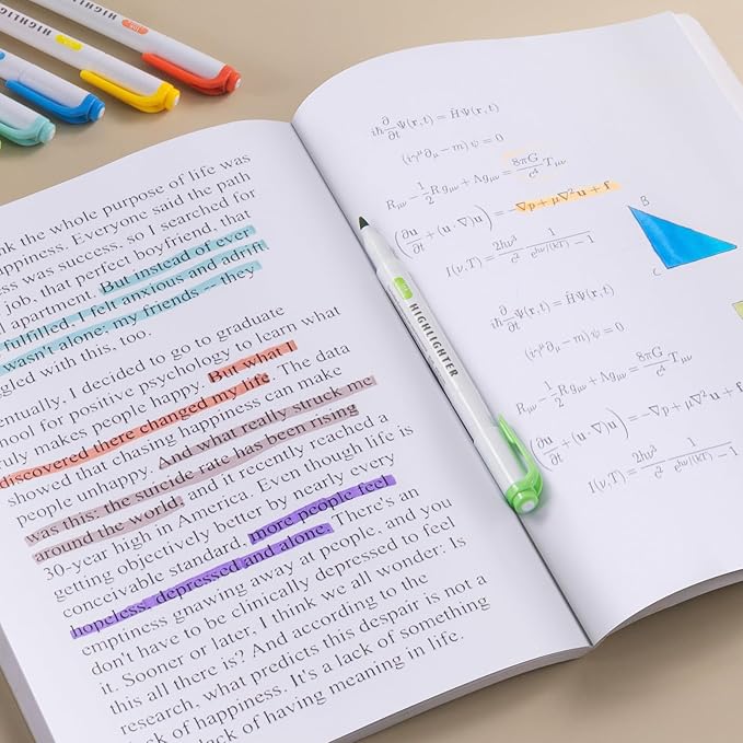 ZWlOT 30 Count Dual-Tip Highlighter Marker Set, Highlighters Assorted Colors, Quick-Drying Dual-Tip Fine-Point Highlighter Pen, Non-Bleeding Ink, Ideal for Bible Journals, Books and Notes (5 colors)