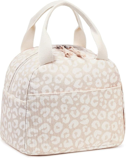 LEDAOU Lunch Box for Women Insulated Lunch Bag Corduroy Lunch Tote Bags Leakproof Cooler Lunch Case for Travel Work Picnic