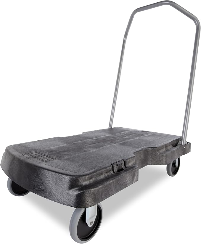 Rubbermaid Commercial Products Triple Trolley Folding Handle Dolly/Cart/Platform Truck with wheels, 500 lbs Capacity, for Moving/Warehouse/Office
