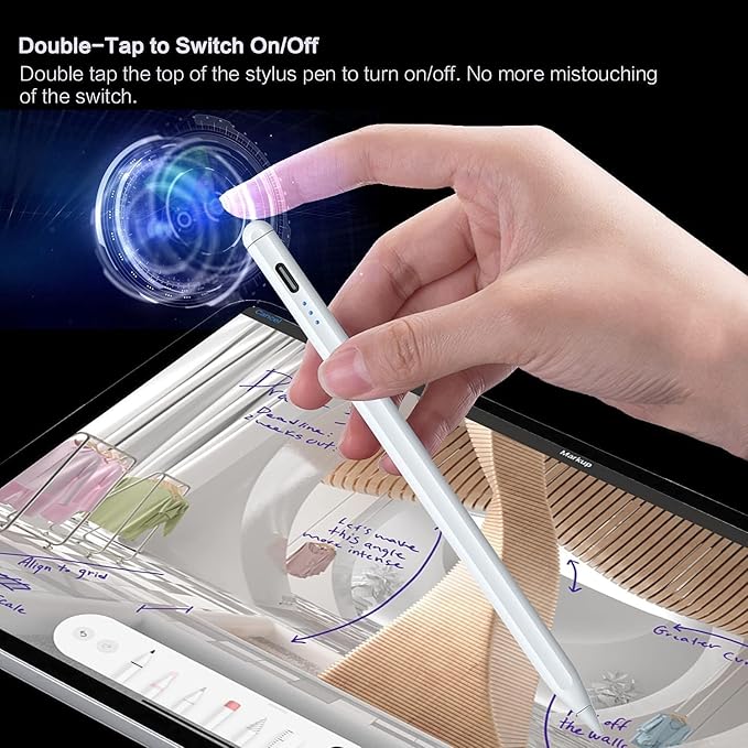 Stylus Pen for iPad 6th-11th Generation, 10 Mins Fast Charge Apple Pencil Compatible with 2018-2025 iPads Pencil, Apple Pen for iPad Pro 11"/12.9"/M4, Air 3/4/5/M2/M3, Mini 5/6 Gen-White