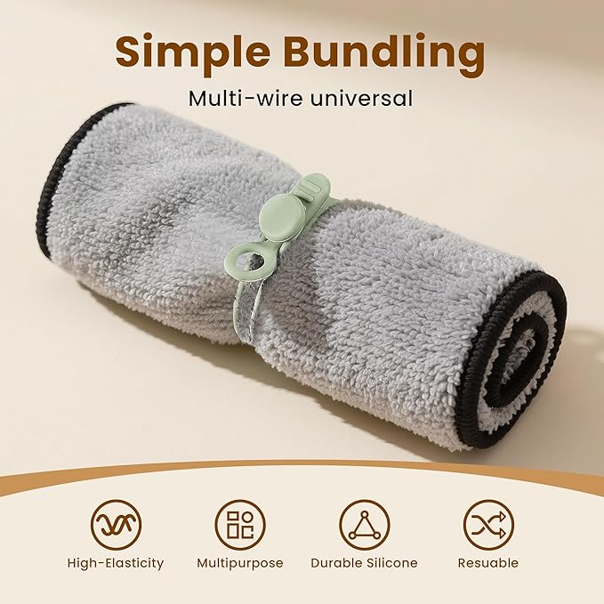 30Pcs Silicone Cable Ties,Reusable Data Cable Organizer for Office, Multipurpose Elastic Cord Management Ties for Bundling and Fastening Cable Cords Wires