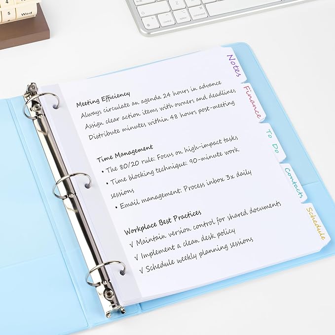Forvencer Blank Writable Binder Dividers, 1/5 Cut Tabs, 3 Hole Punch Dividers with Reinforced Edge, Binder Dividers with Tabs, Letter Size, 3 Sets, 15 Dividers, White