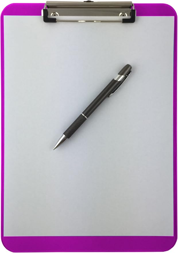 Trade Quest Plastic Clipboard Opaque Color Letter Size Low Profile Clip (Pack of 6) (Purple)