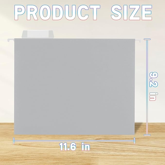 25 Packs Hanging File Folders Grey,Letter Size 8.5x11, Hanging File Folders with 1/5-cut Tabs,File Folders for Filing Cabinet,Ideal Office,School Classroom Supplies
