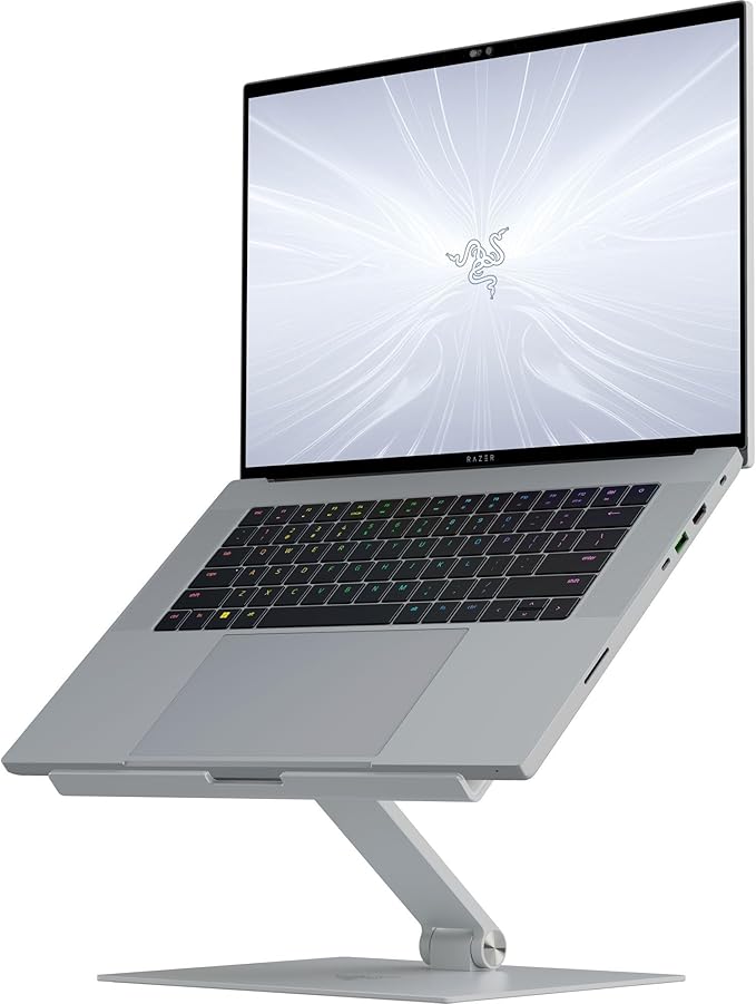 Razer Adjustable Laptop Stand: Supports Phones, Tablets, Laptops, Macbooks up to 18" - Adjust Height and Tilt - Durable Aluminum Construction - Vented Design - Foldable for Storage & Travel - Mercury
