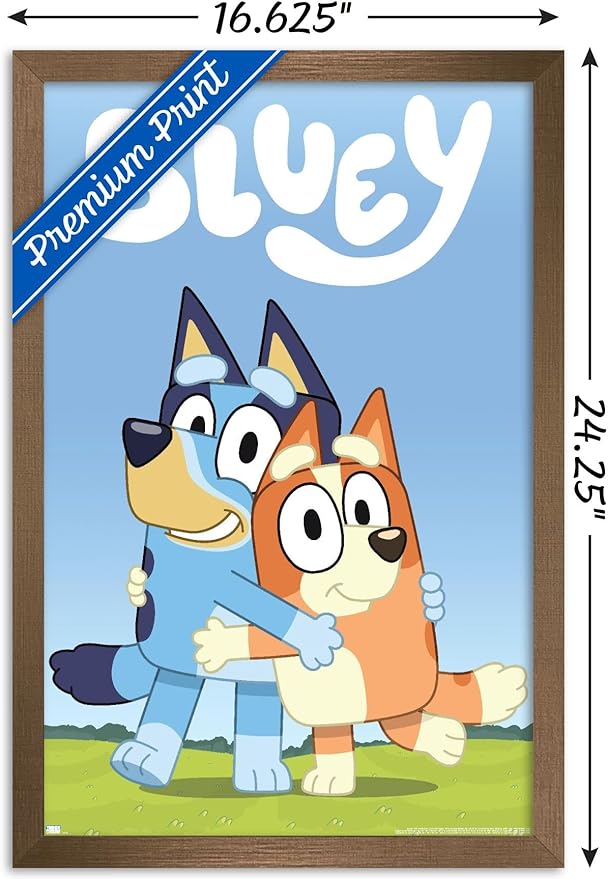 Bluey - Hug Wall Poster, 22.4L" x 14.7W", Bronze Framed Version