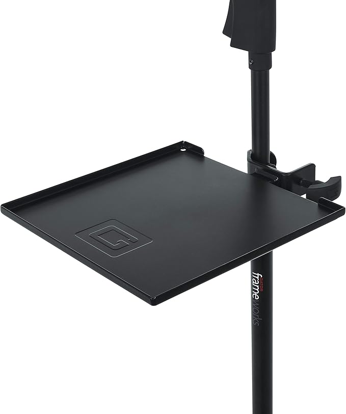 Gator Frameworks Microphone Stand Clamp-On Utility Shelf with 10 Pound Weight Capacity, 9" x 9" Shelf (GFW-SHELF0909)