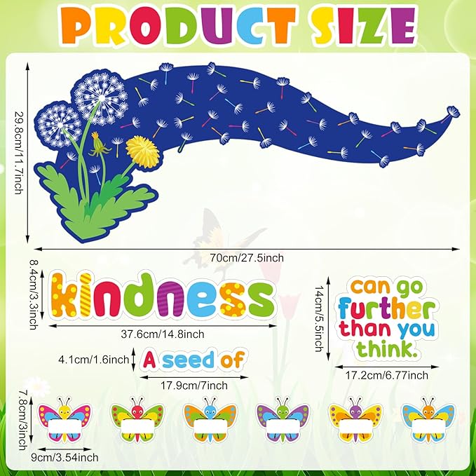 Summer Butterfly Bulletin Board Decorations Set Christian Kindness Bulletin Board Decor Set Religious Butterfly Name Tags Dandelion Cutouts for Summer Sunday School Classroom Wall Decor