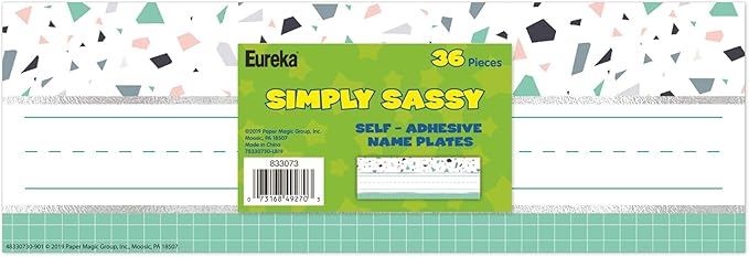 Eureka Multicolor Confetti Adhesive Student Name Plates for School, 36pcs, 3.25'' x 9.5''