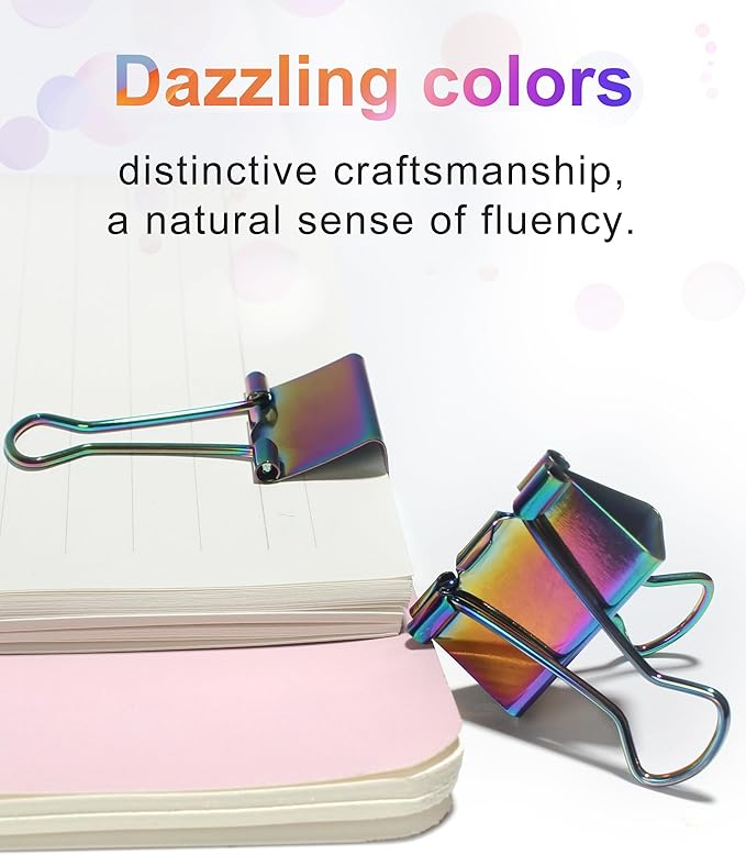 10 Pcs Rainbow Paper Clamps,Medium Binder Clips, 0.75 Inch Length for Office Use, Organize Files and Folders (0.75 Inch)