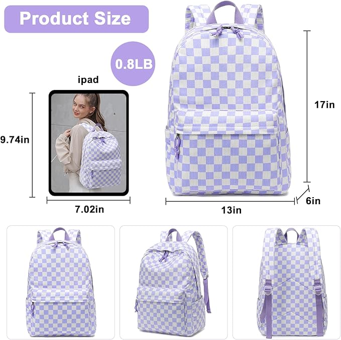 Bluboon School Backpack Set Girls Womens Laptop Bookbag Casual Daypack Fits 15 inch Laptop with Lunch Tote Bag and Pencil Bag