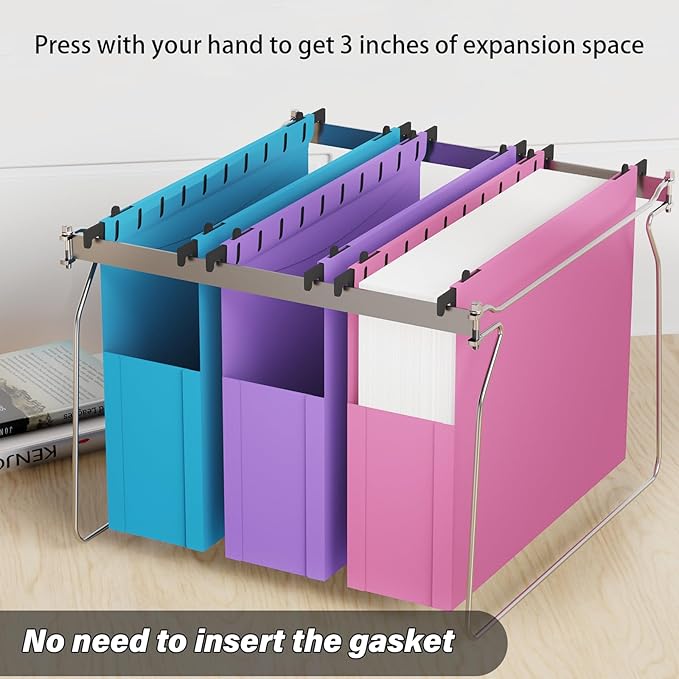 Ansook Plastic Hanging File Folders Letter Size,Heavy Duty 3" Expansion Hang Folder,6 Pack File Cabniet Folder,Extra Capacity File Folders Hanging with Tabs,Hanging File Organizer for School Office