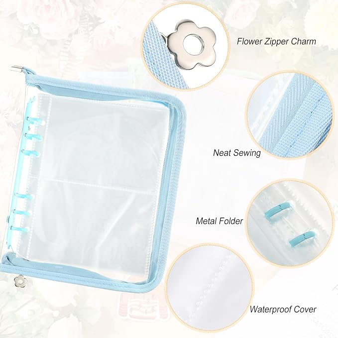 4 Pcs Sticker Storage Organizer Binder A5 Sticker Book Collecting Album Reusable Card Holder Organizer with 480 Pocket Zipper for Adult Collecting Photo Cards