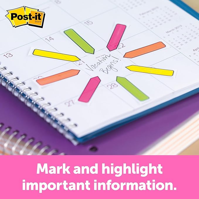 Post-it Arrow Flags, Assorted Bright Colors, .47 in Wide, 96 Flags/Pack (684-ARR4), 24 Pack, 2304 Total Flags