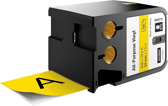 DYMO XTL All-Purpose Vinyl Labels, 1/2" x 23', Black on Clear