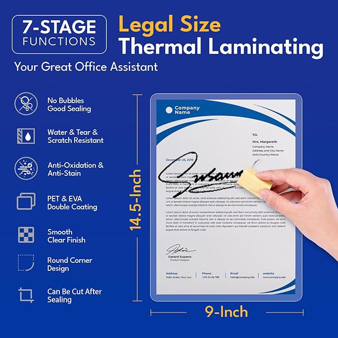 Uinkit 4mil Legal Size Laminating Pouches, 100 Pack 8.5x14 Inches - Premium Heavy Duty Laminating Sheets for Business Documents, Training Manuals, Durable Menus & Office Signage with Thermal Laminator
