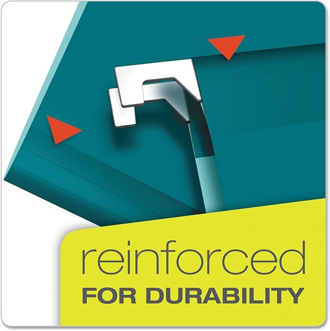 Pendaflex Reinforced Hanging File Folders, Letter Size, Teal, 1/5 Cut, 25/BX (4152 1/5 TEA)