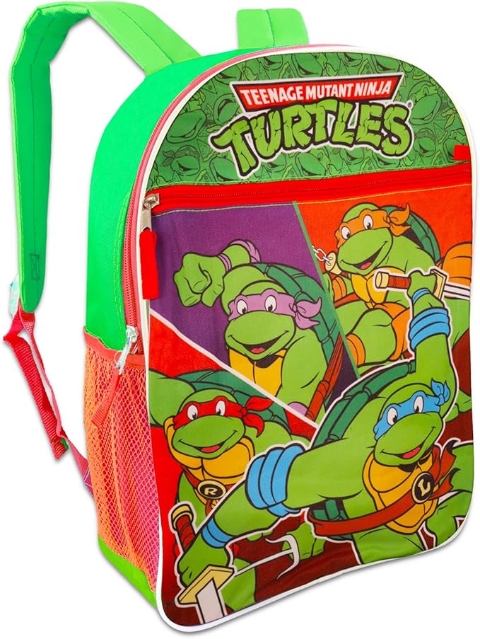 Teenage Mutant Ninja Turtles Backpack and Lunch Bag Set - Bundle with TMNT Backpack for Boys, Lunch Box, Water Bottle, Stickers, More | TMNT School Bag