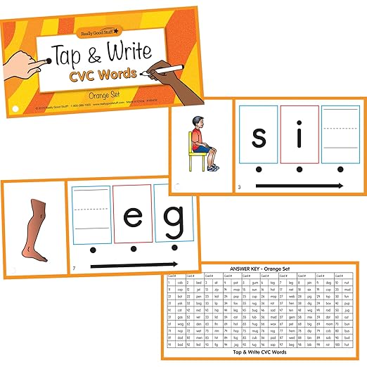 Really Good Stuff Tap and Write CVC Words - 120 Cards