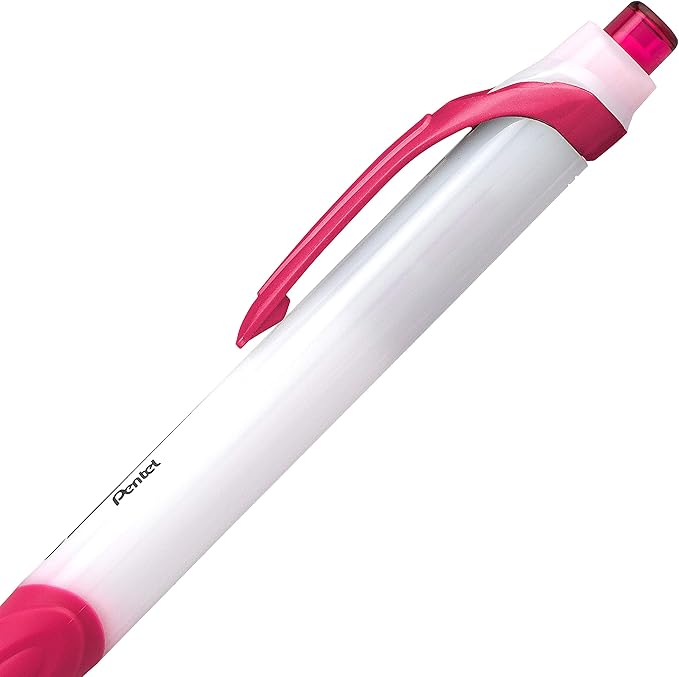 Pentel GlideWrite Ballpoint Pen with TechniFlo Ink, (1.0mm) Medium Line, Pink, Box of 12 (BX910-P)