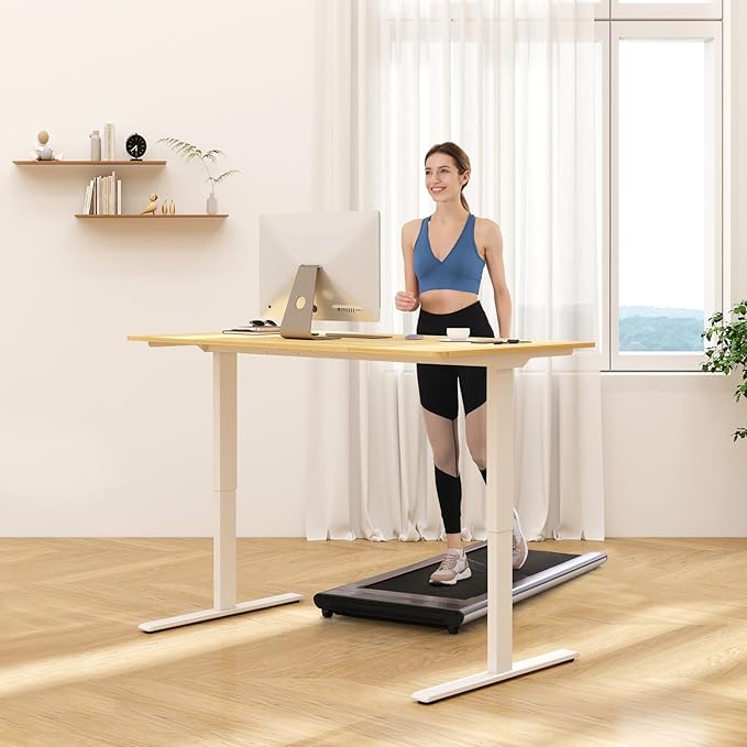 FLEXISPOT 63x24 Inch Electric Height Adjustable Standing Desk for Home & Office, Splice Board Desk for Computer Workstation, Study, or Creative Setup, Maple