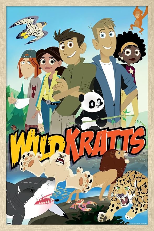Wild Kratts - Group Wall Poster, 34L" x 22.4W", Blonde Framed Version