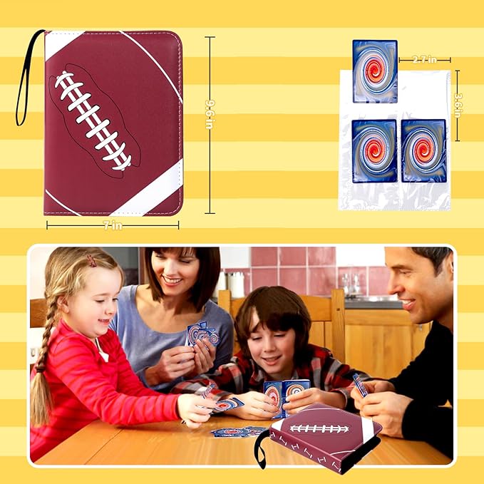 4 Pocket Trading Card Binder,400 Pockets Trading Card Collection Book with Sleevese,3-ring Zipper Sports Card Album with 50 Removable Double-Sided Card Holder (Brown)