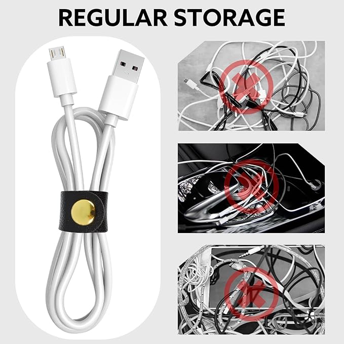 12 Pcs Cord Organizer, Stocking Stuffers for Men Portable PU Leather Cord Holder Winder Keeper Earphone Cable Cord USB Straps Earphone Winder with Leather Handmade(Black/White/Grey)