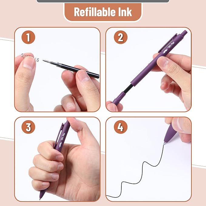 Mr. Pen- Retractable Gel Pens, 12 Pack, Black Ink, Earthly Neutrals Barrel Gel Pens Fine Point 0.5mm, Gel Ink Pens, Aesthetic Pens for Journaling Fine Tip Pens