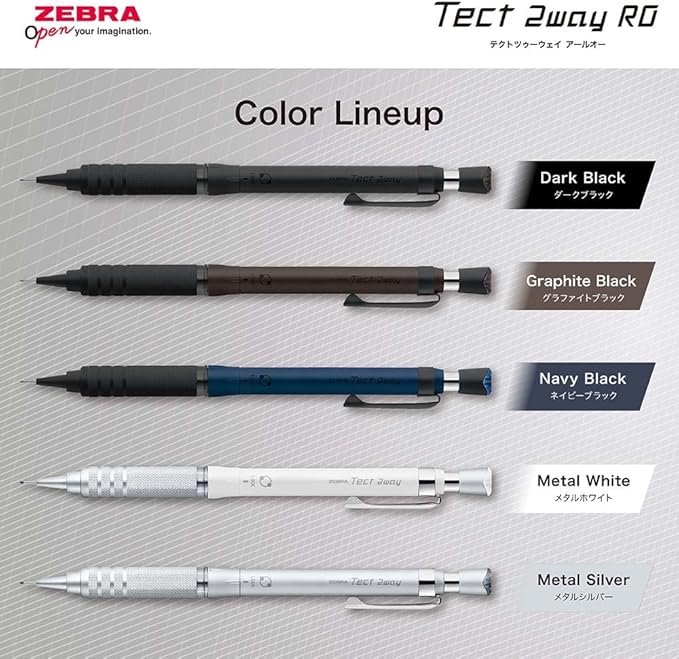 Zebra P-MA141-GBK Tech 2-Way RO Mechanical Pencil 0.02 inches (0.5 mm) Graphite Black Knurling Model