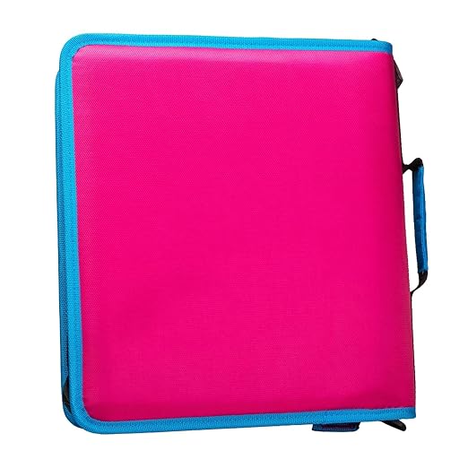 Case it 6 Pack Universal Monster Eye Zipper Binder with Removable Laptop Sleeve, 2-Inch O Rings, Shoulder Strap, LT-307-ME-C-MAG, Magenta