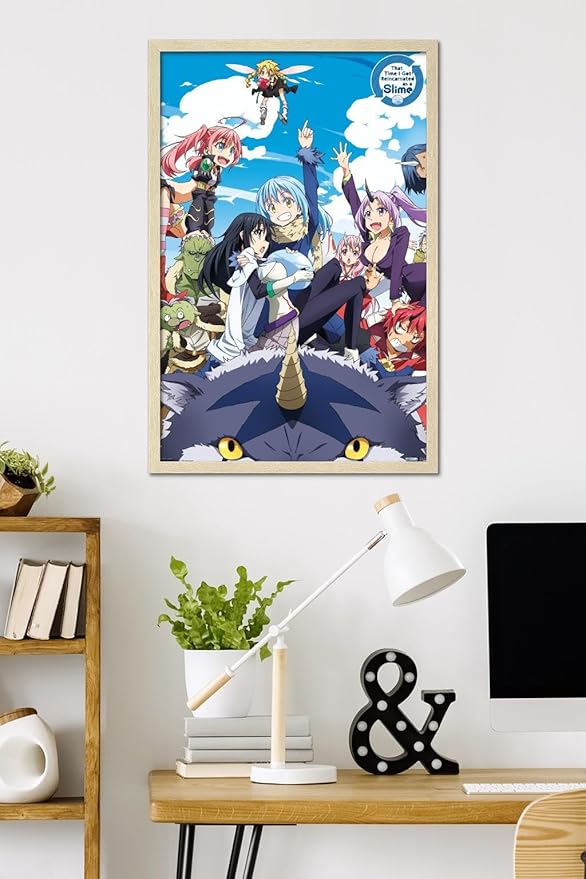 Trends International That Time I Got Reincarnated As A Slime - Group Wall Poster, 34L x 22.4W, Blonde Framed Version